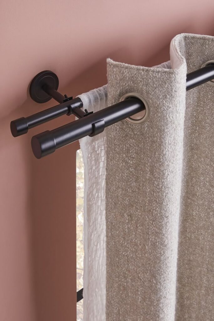 Next Black Extendable Double Curtain & Voile Pole Kthrepresents aspect - black